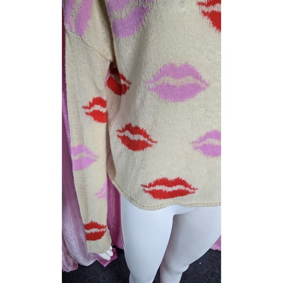 WildFox White Label Lips Wool Hoodie Cropped Sweater Size Small - Picture 3 of 10